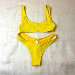 White fox yellow bikini